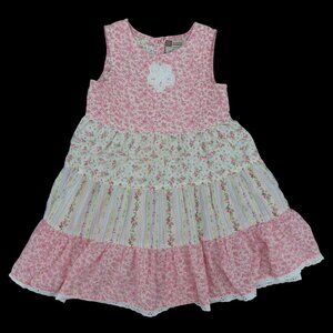 Faded Glory Girls 4T Toddler Pink Rosebud Flower Floral Layered Sundress Dress